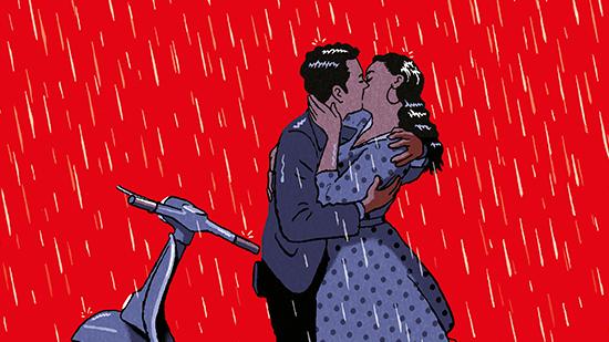 baiser sous la pluie