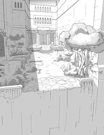 BD Les 5 Terres : illustration n°5 des lieux phares d’Angleon “Les appartements des otages” - Editions Delcourt